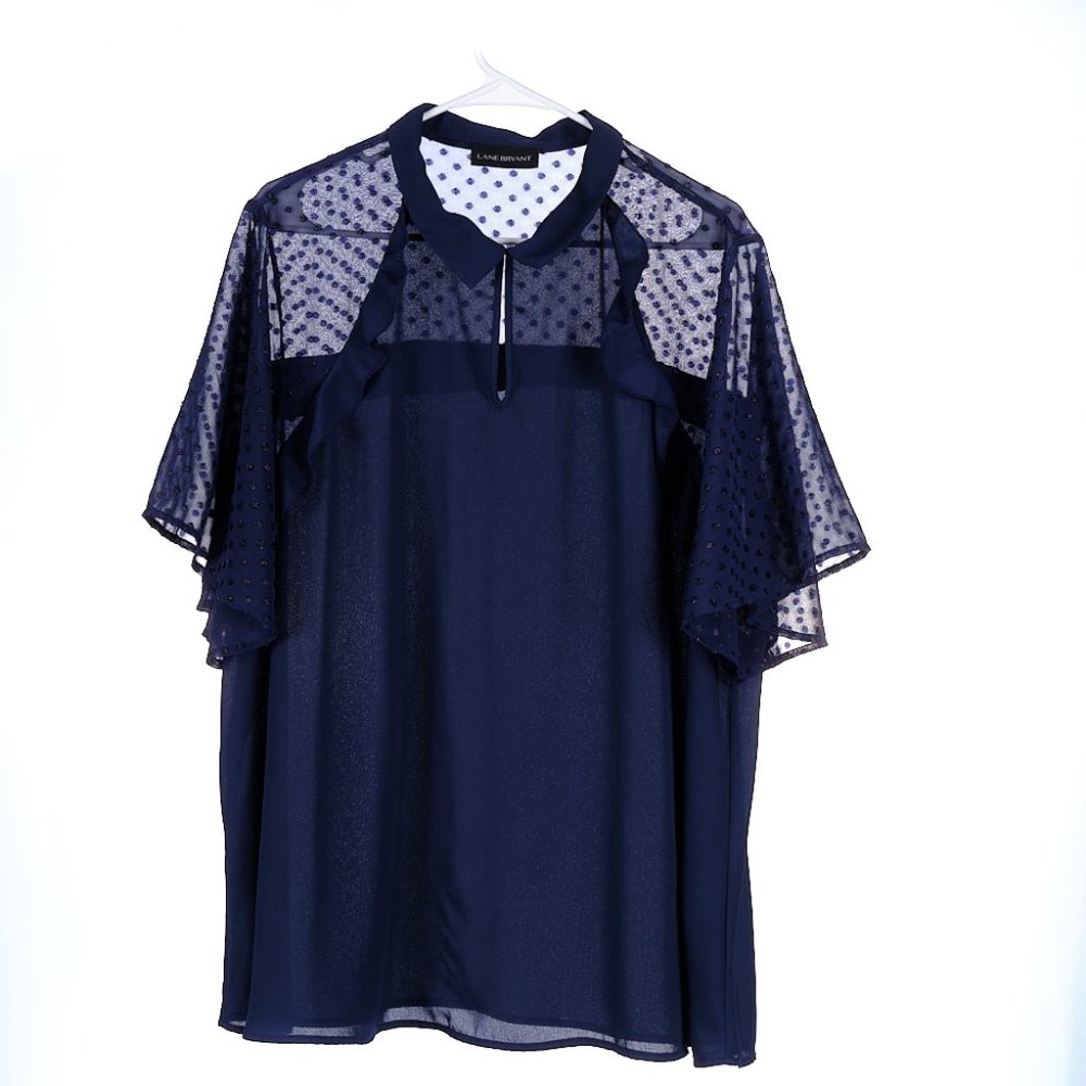Lane Bryant Navy Blouse No Size Tag